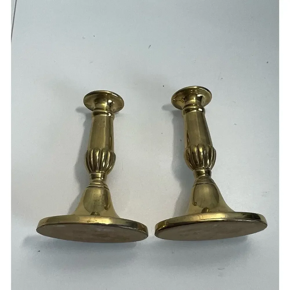 VTG Set of 2 Gallery Original Solid Brass Candlesticks 7 in